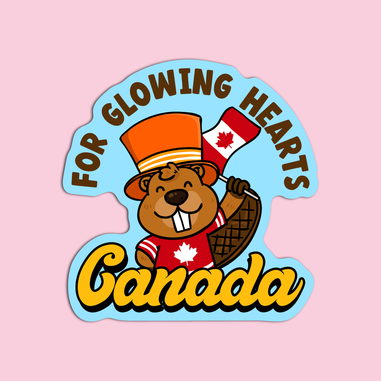 For Glowing Hearts Beaver Canada Sticker