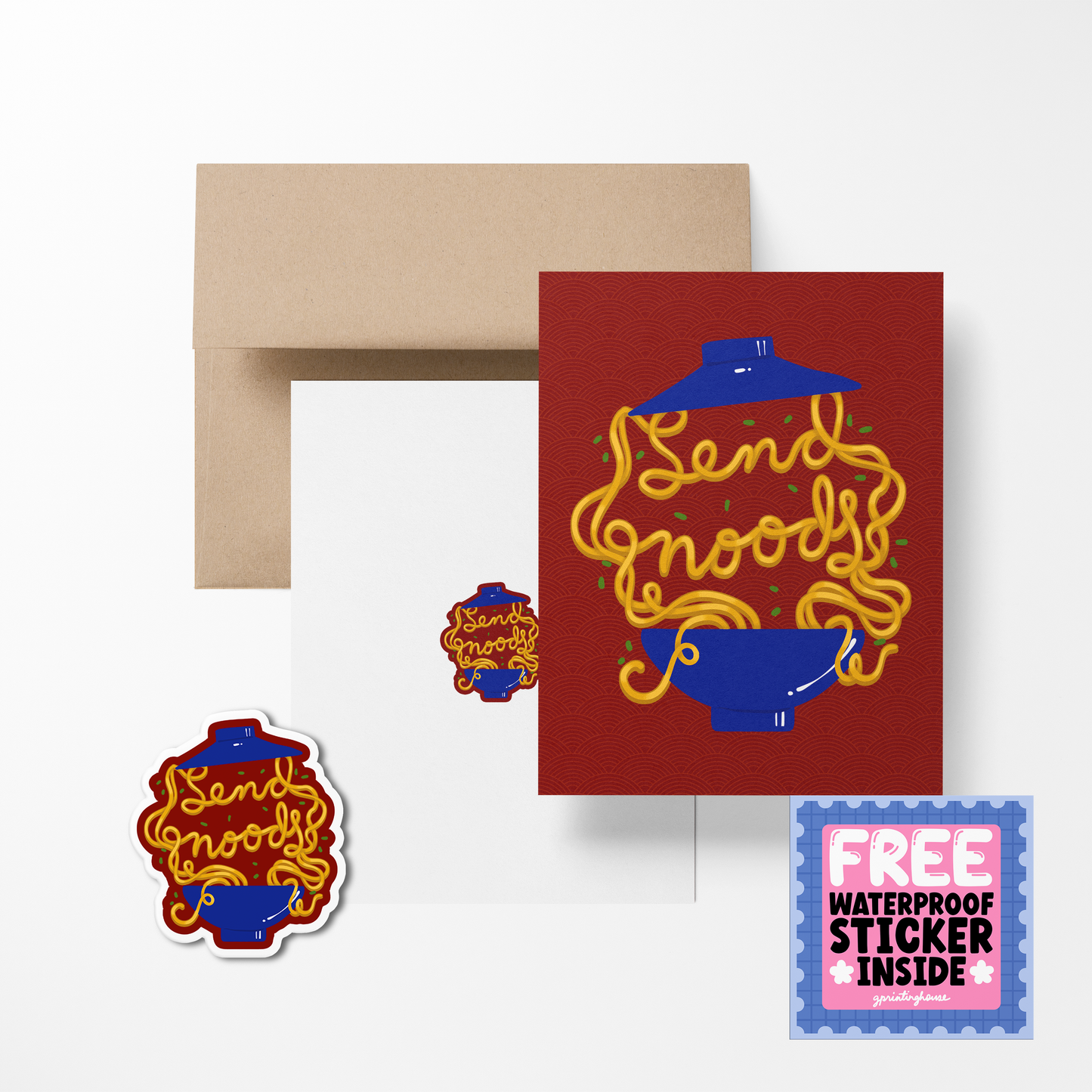 Send Noods Cute Foodies Greeting Card with Stickers