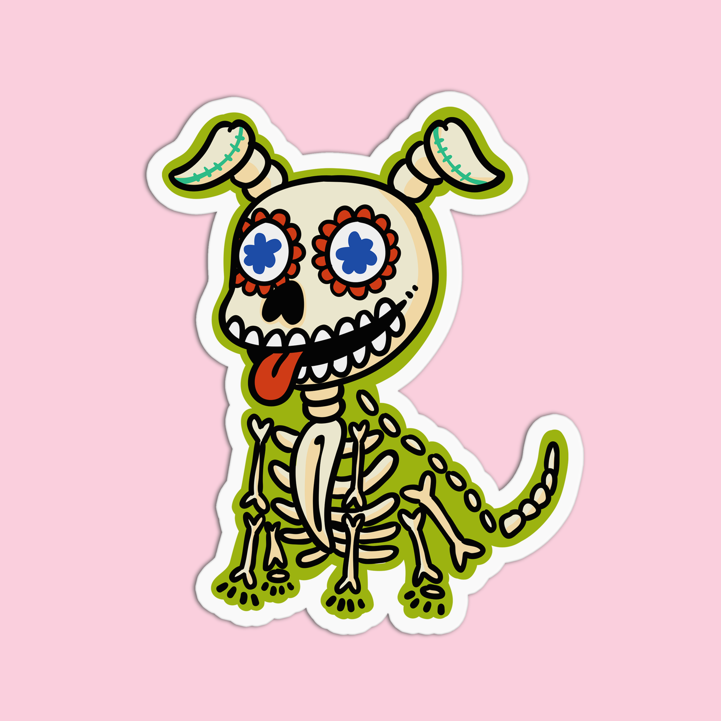 Skeleton Dog Day Of the Dead Halloween Sticker