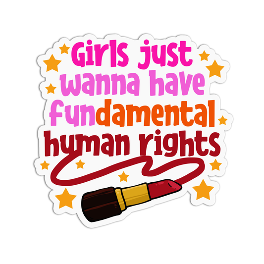 Girls just wanna have fundamental human rights Feminism Sticker