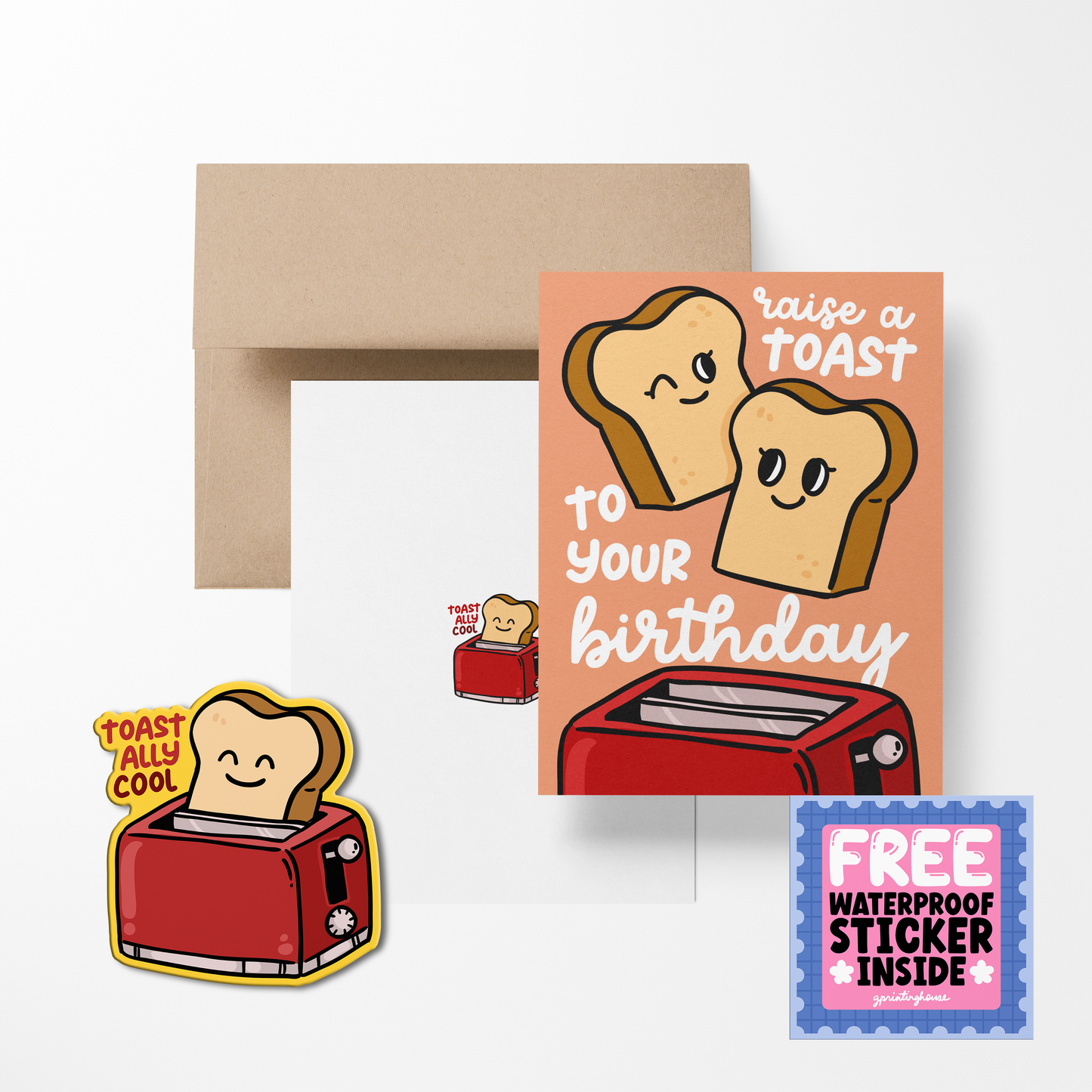 Raise a Toast to your Birthday Cute Birthday Greeting Card with Stickers