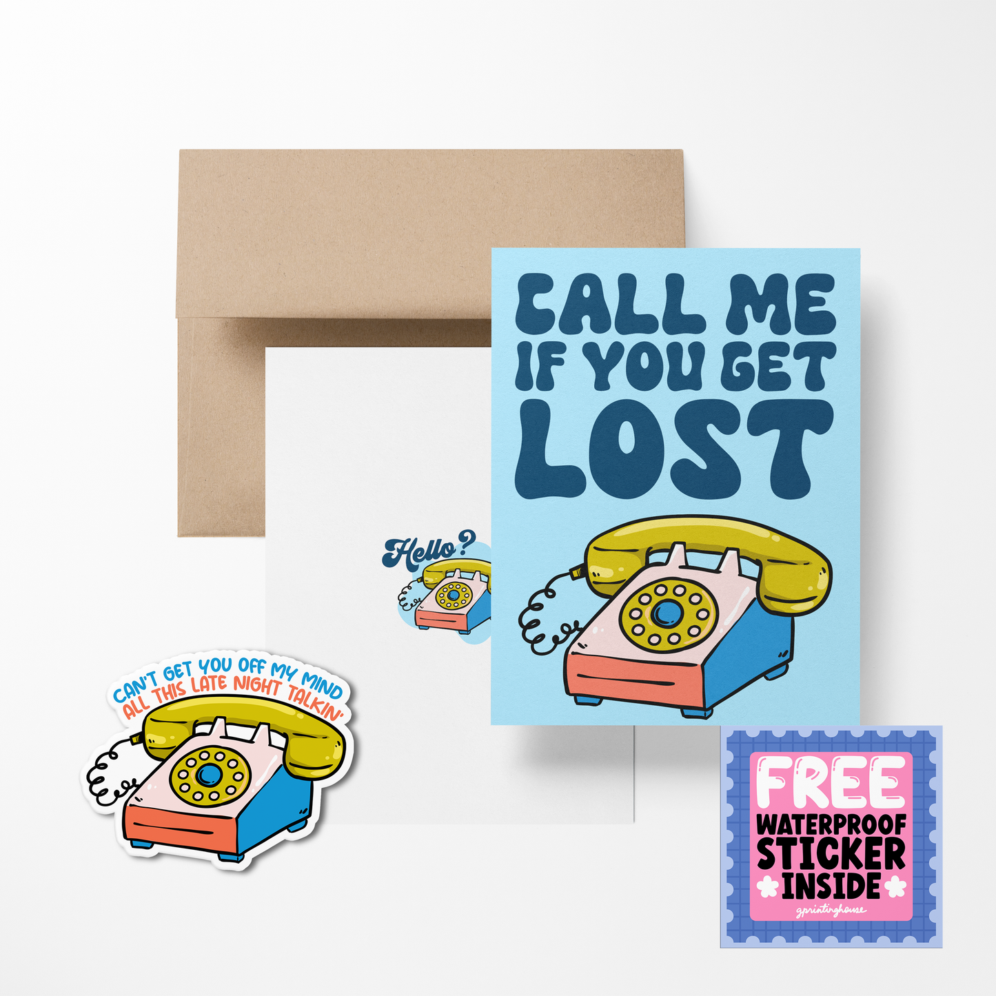 Call me if you get loser Cute Love Greeting Card with Stickers