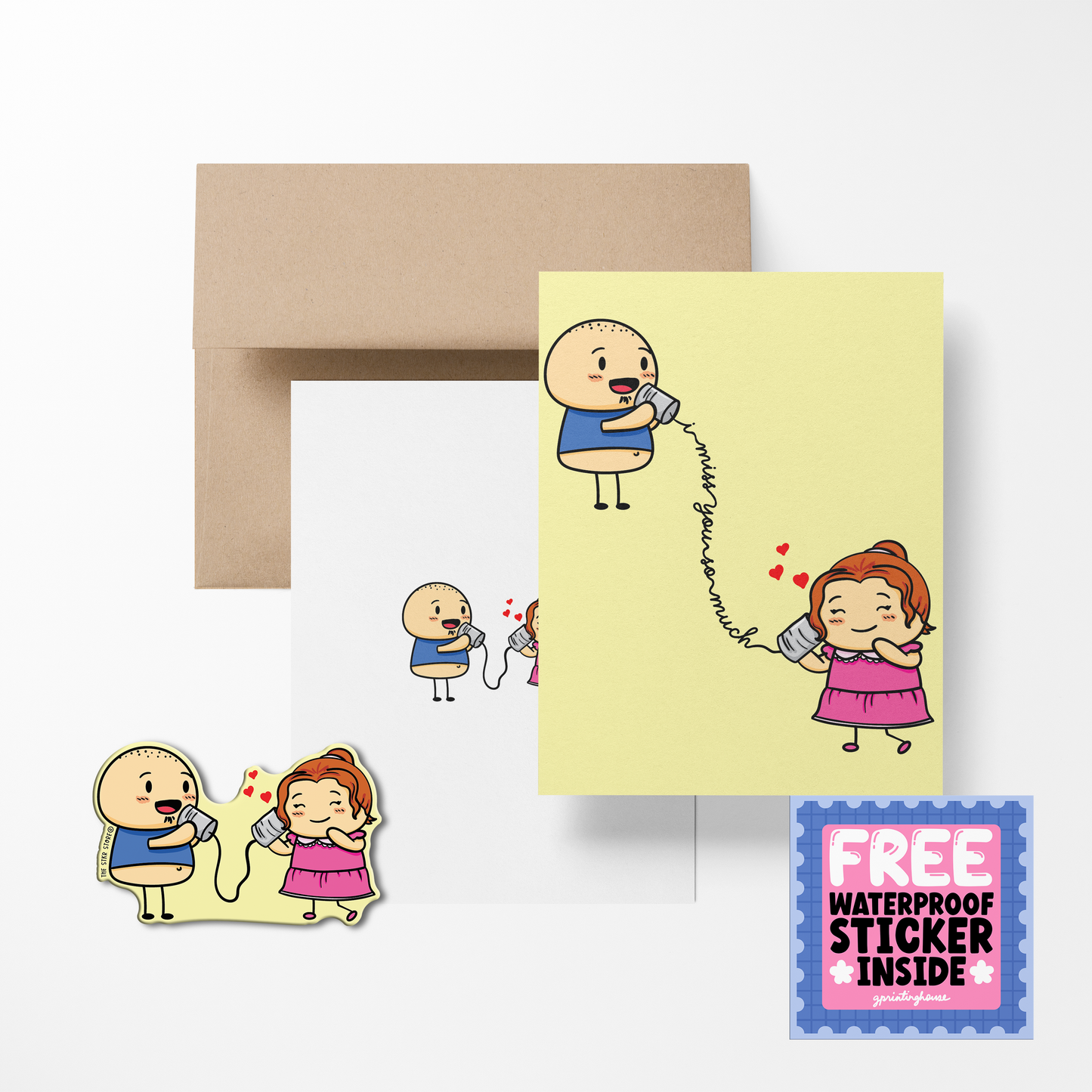 I miss you so much Potato Greeting Card with Stickers