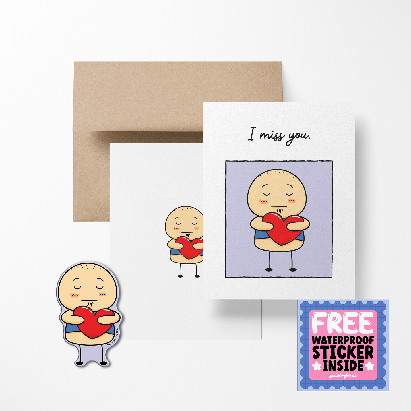 I miss you Potato Greeting Card with Stickers