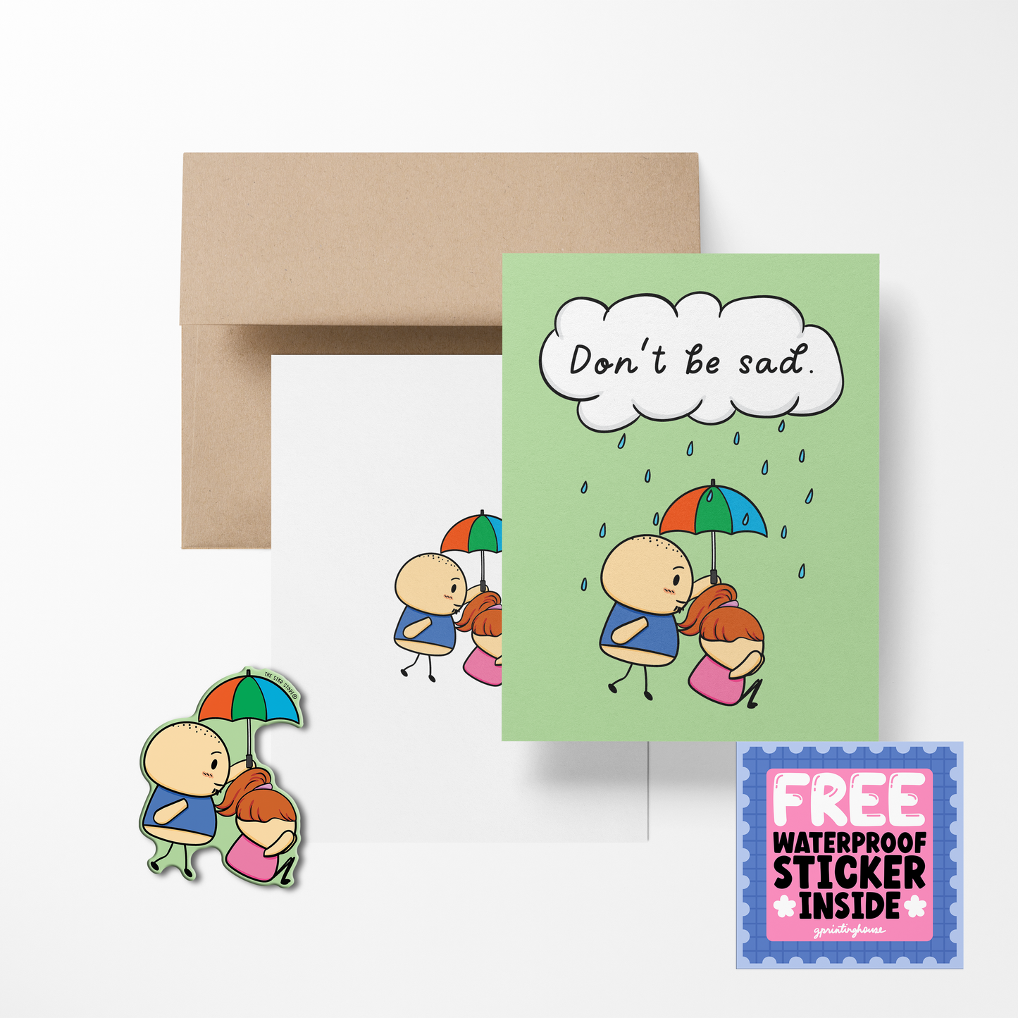 Don't be sad Potato Greeting Card with Stickers