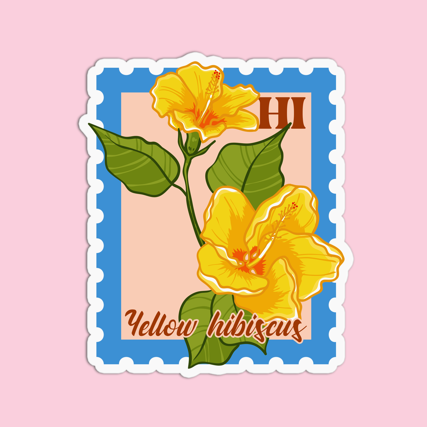 Hawaii Yellow Hibiscus State Flower Stickers