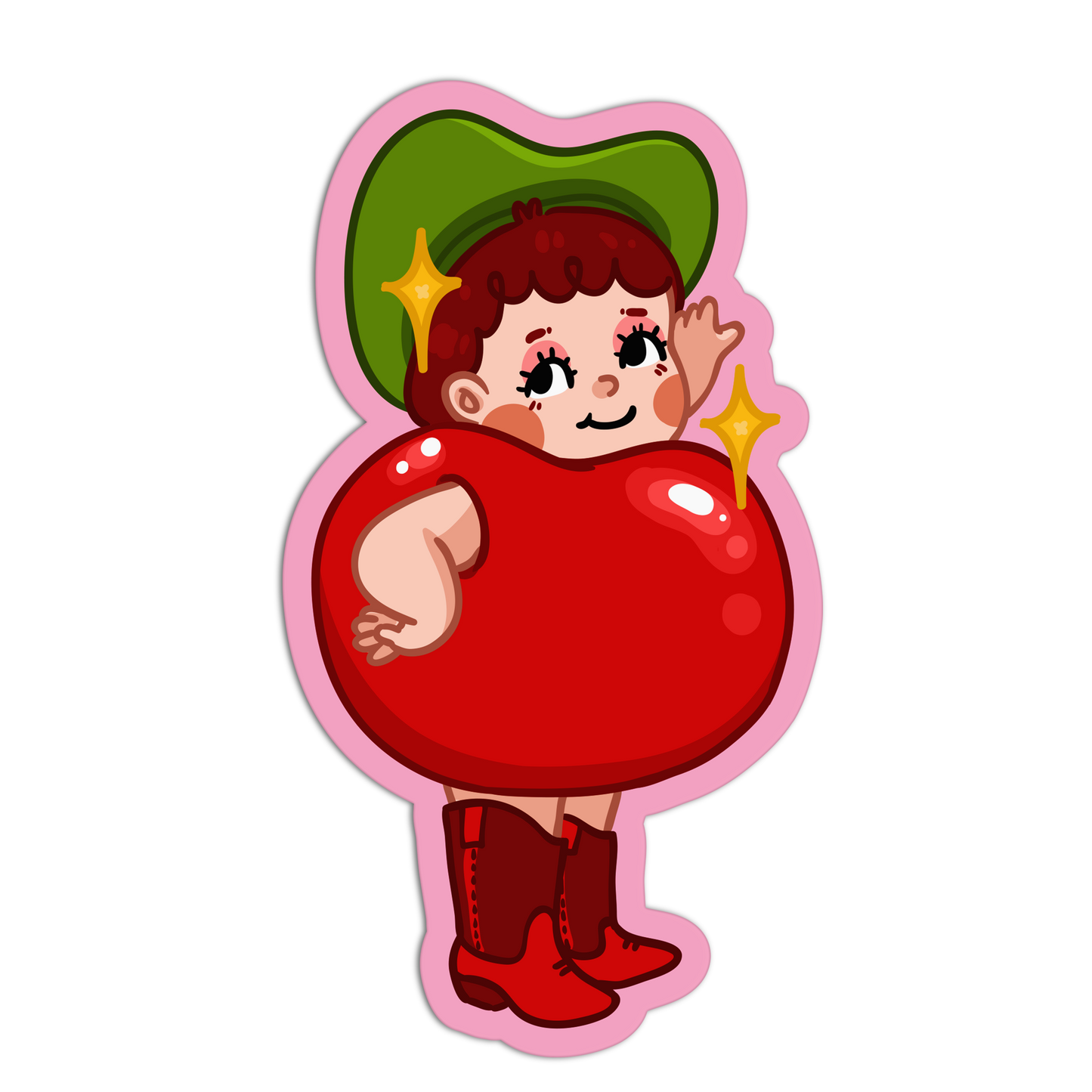 Green Hat & Red Boot Cherries Stickers