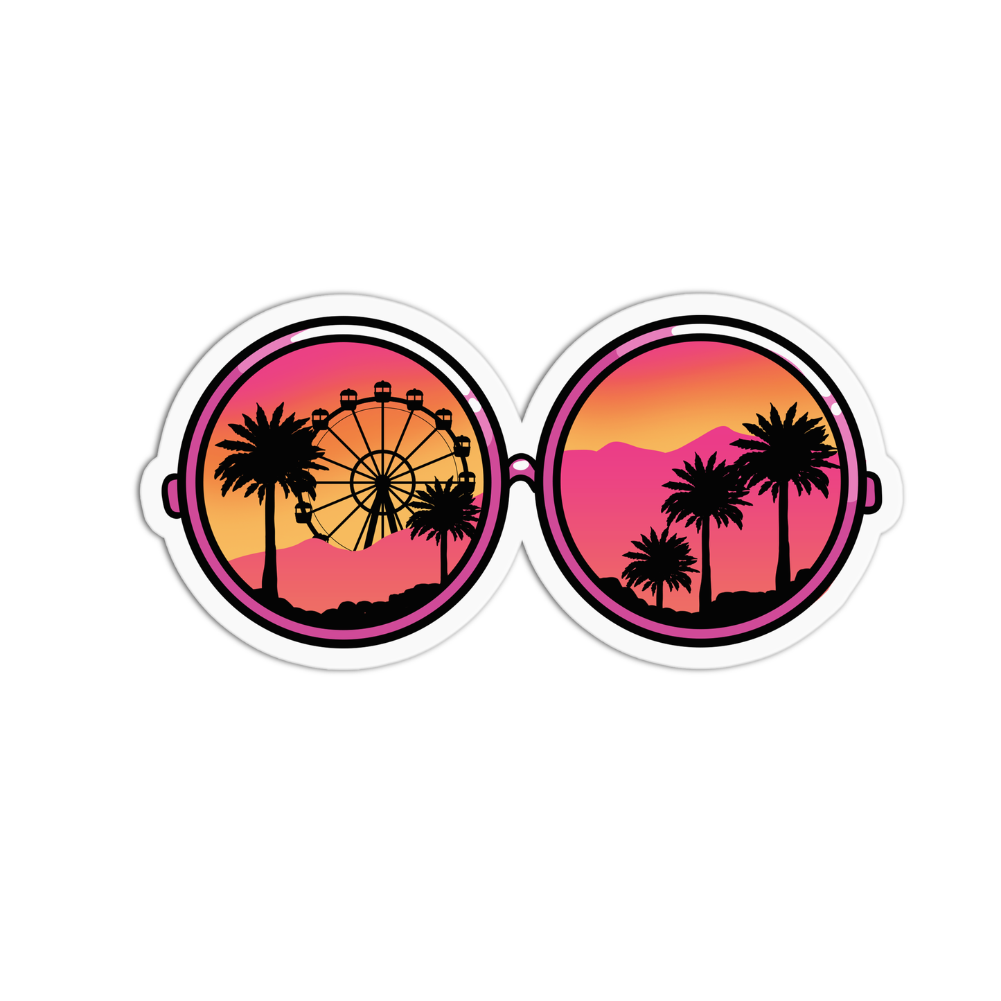 Palm Trees Sunglasses Coachella Music and Arts Festival Sticker