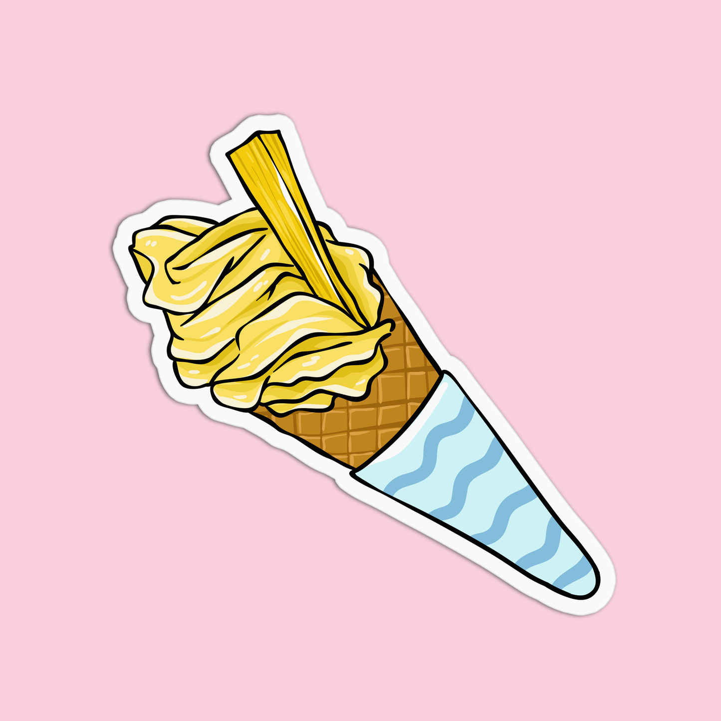 Pineapple Ice Cream Cone Hawaiian Stickers