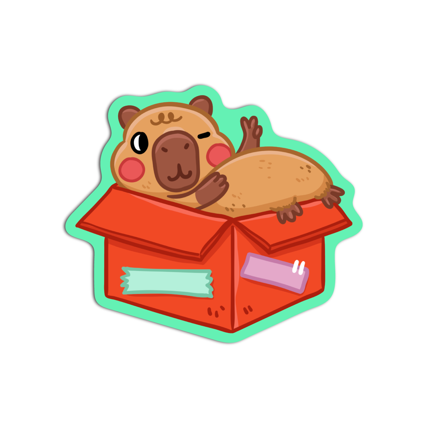 Capybara in a box Cute Sticker