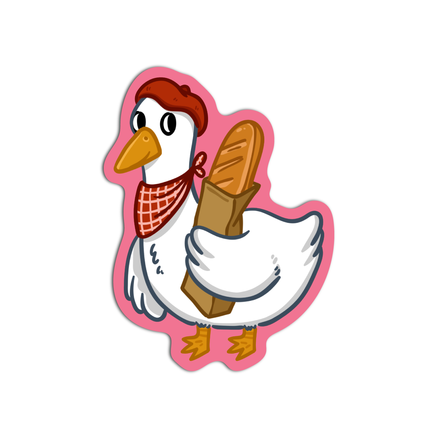 Rooster with baguette Cute Sticker