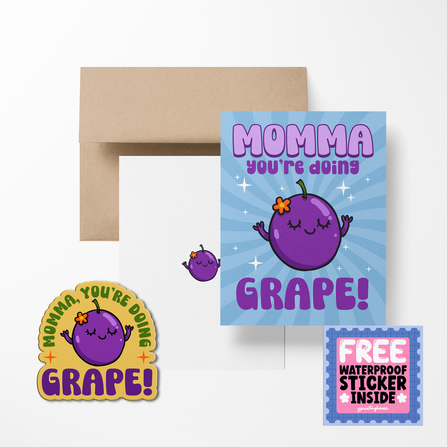 Momma you're doing grape Greeting Card with Stickers