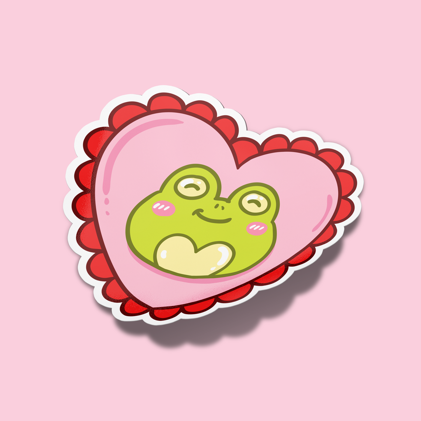 Frog inside a Heart Valentine's Sticker