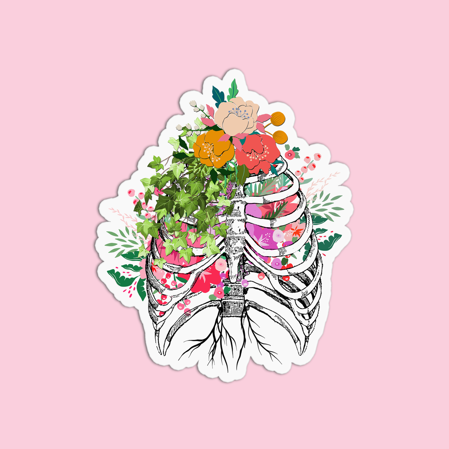 Ribs with Flowers Anatomy Sticker