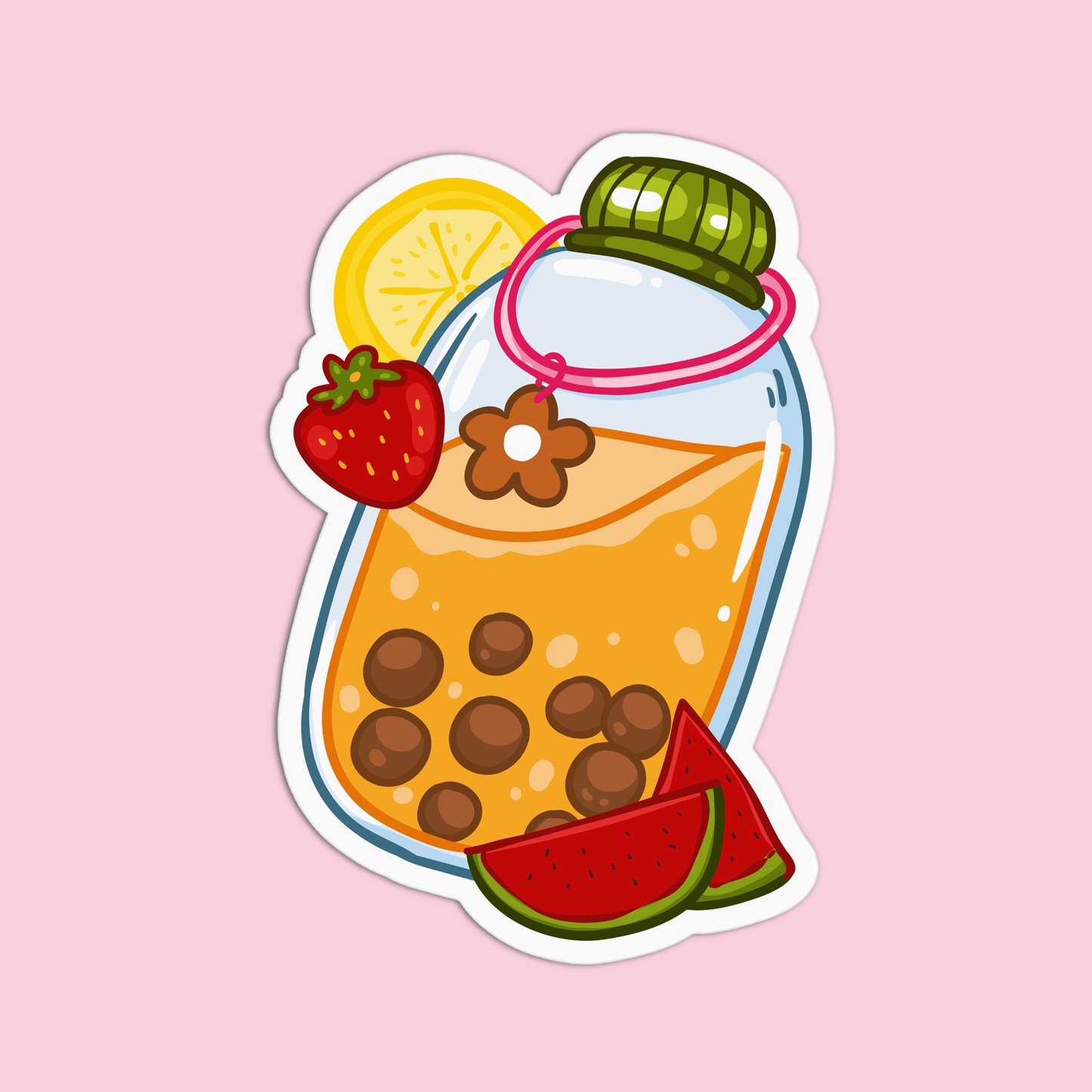 Mixed Fruits Boba Milktea Sticker