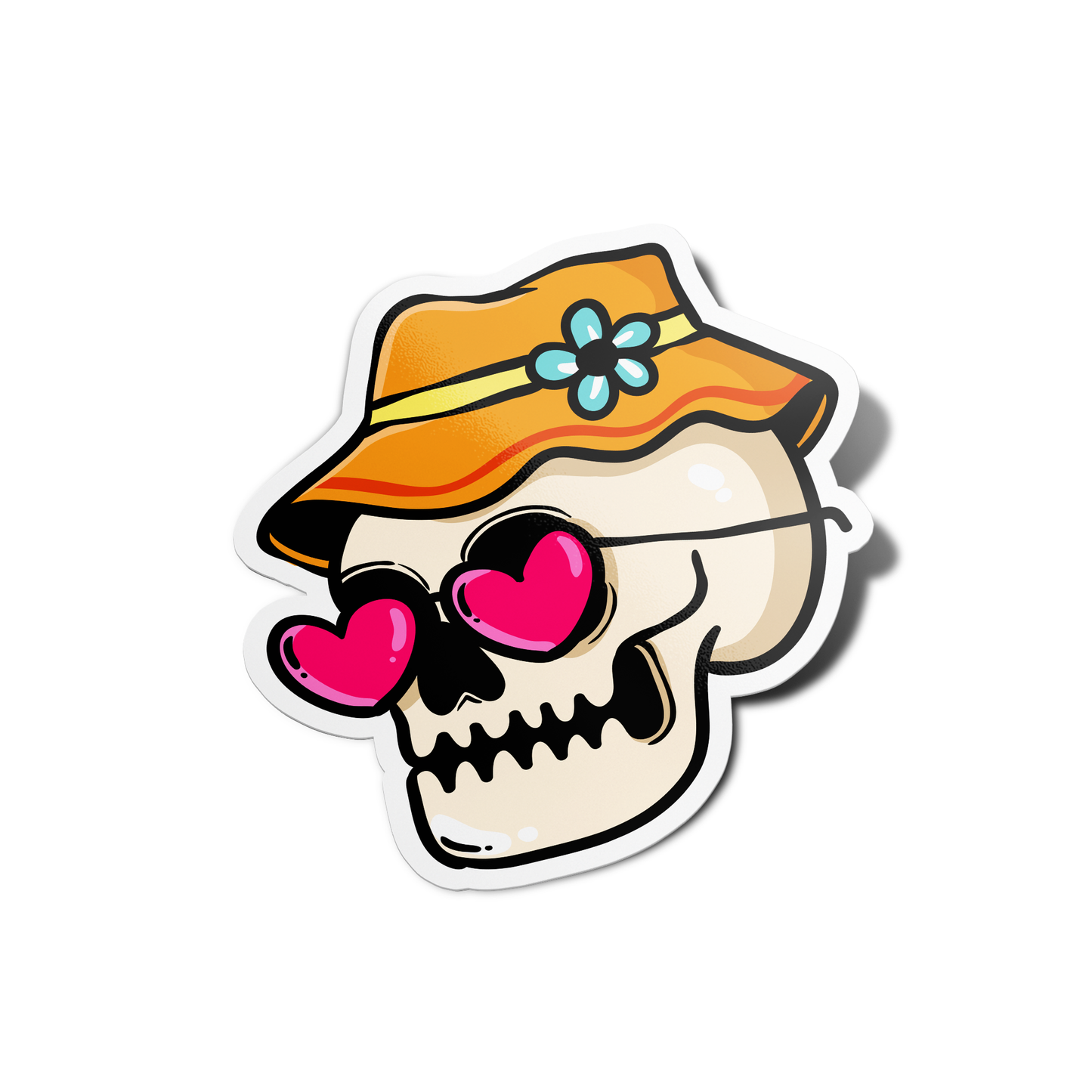 Skull with bucket hat Skull Sticker
