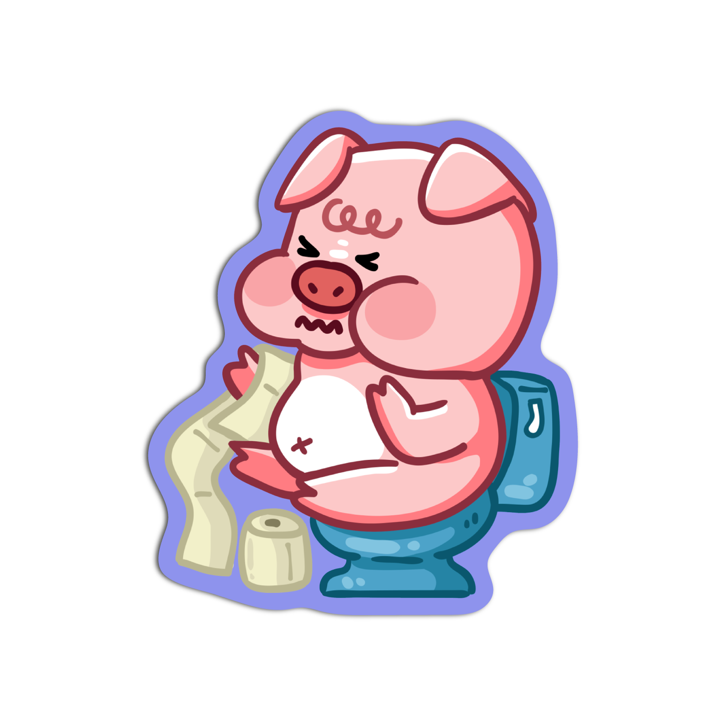 Cute Pig on a Toilet Bowl Sticker