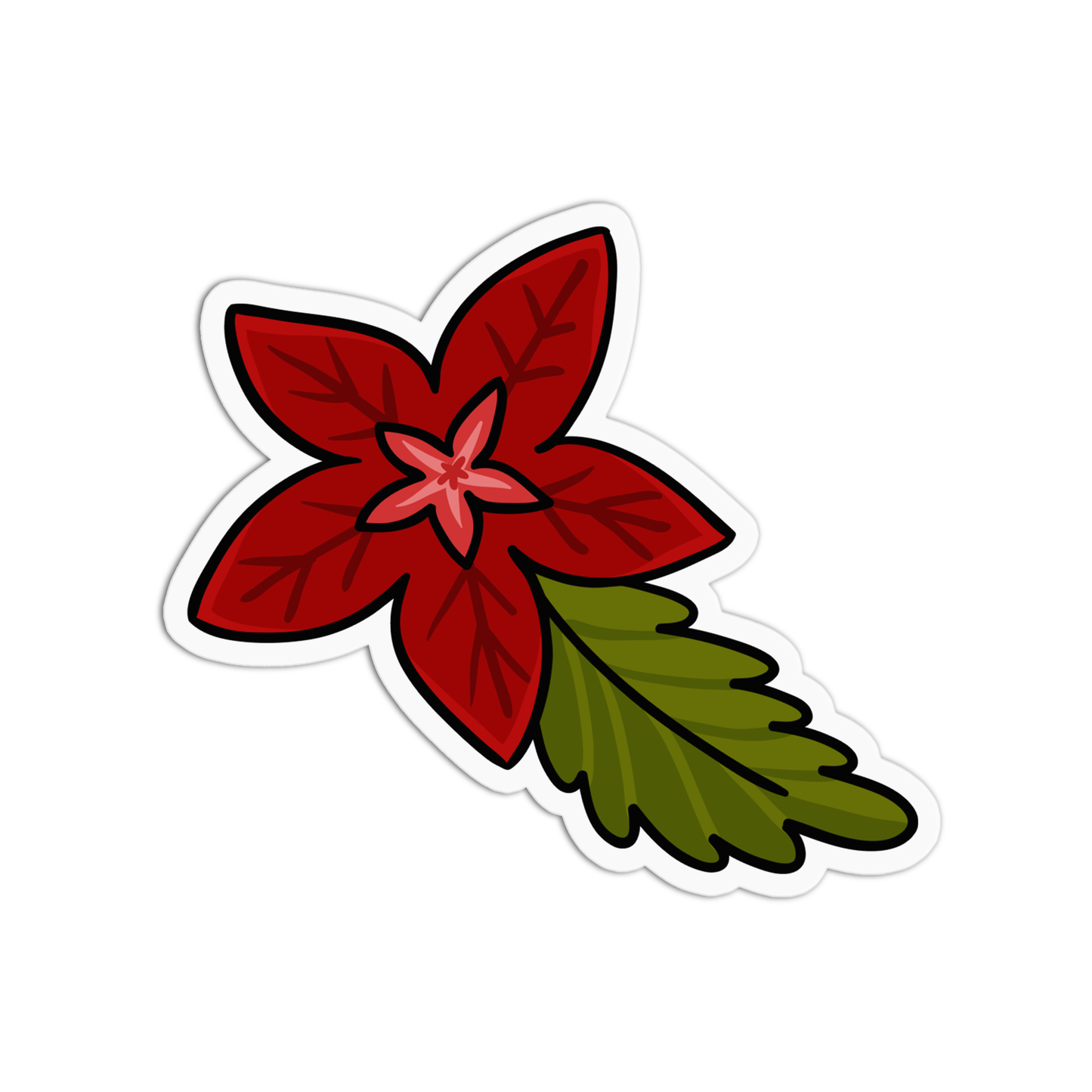 Poinsettia Christmas Sticker