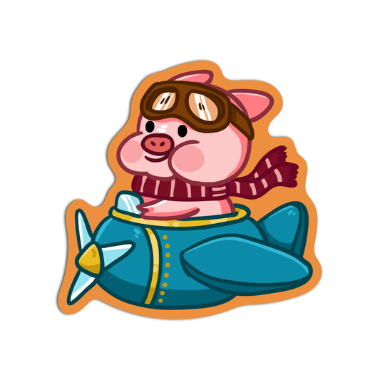 Cute Pig Pilot Sticker