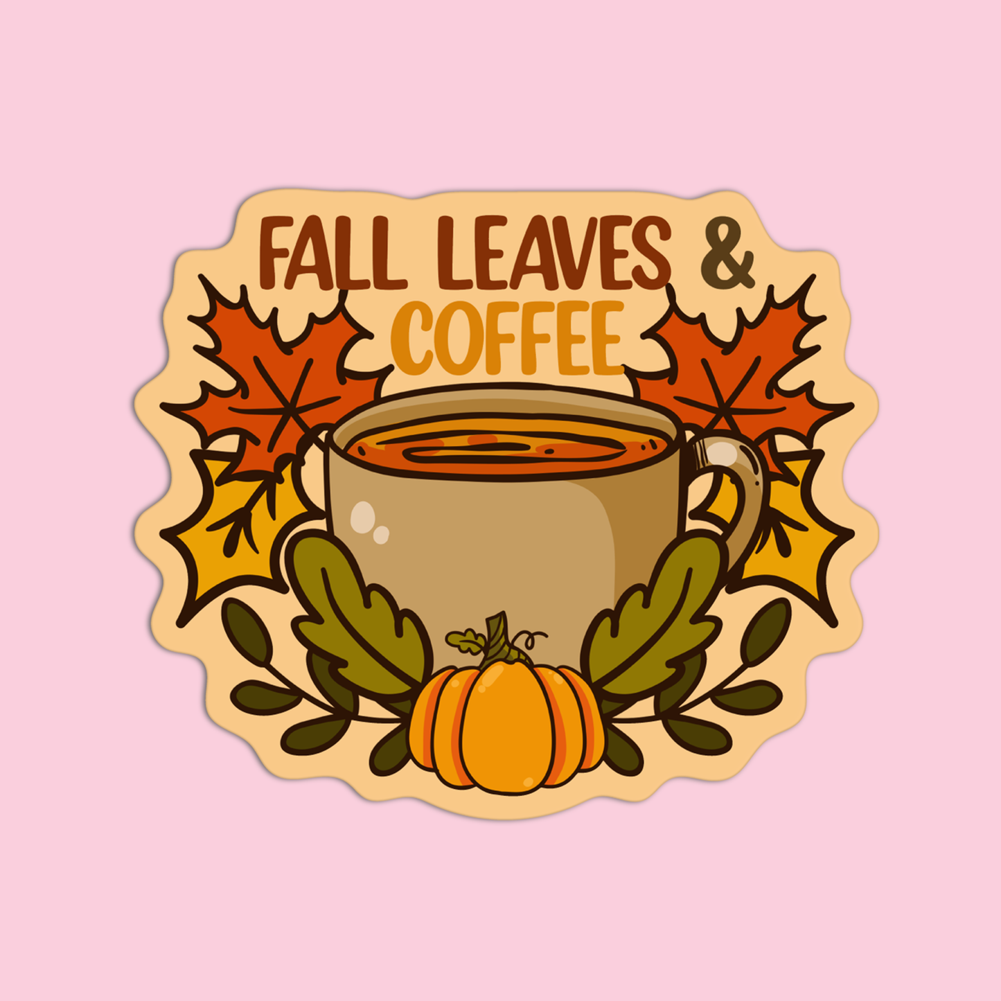 Fall, Leaves, & Coffee Thanksgiving Sticker