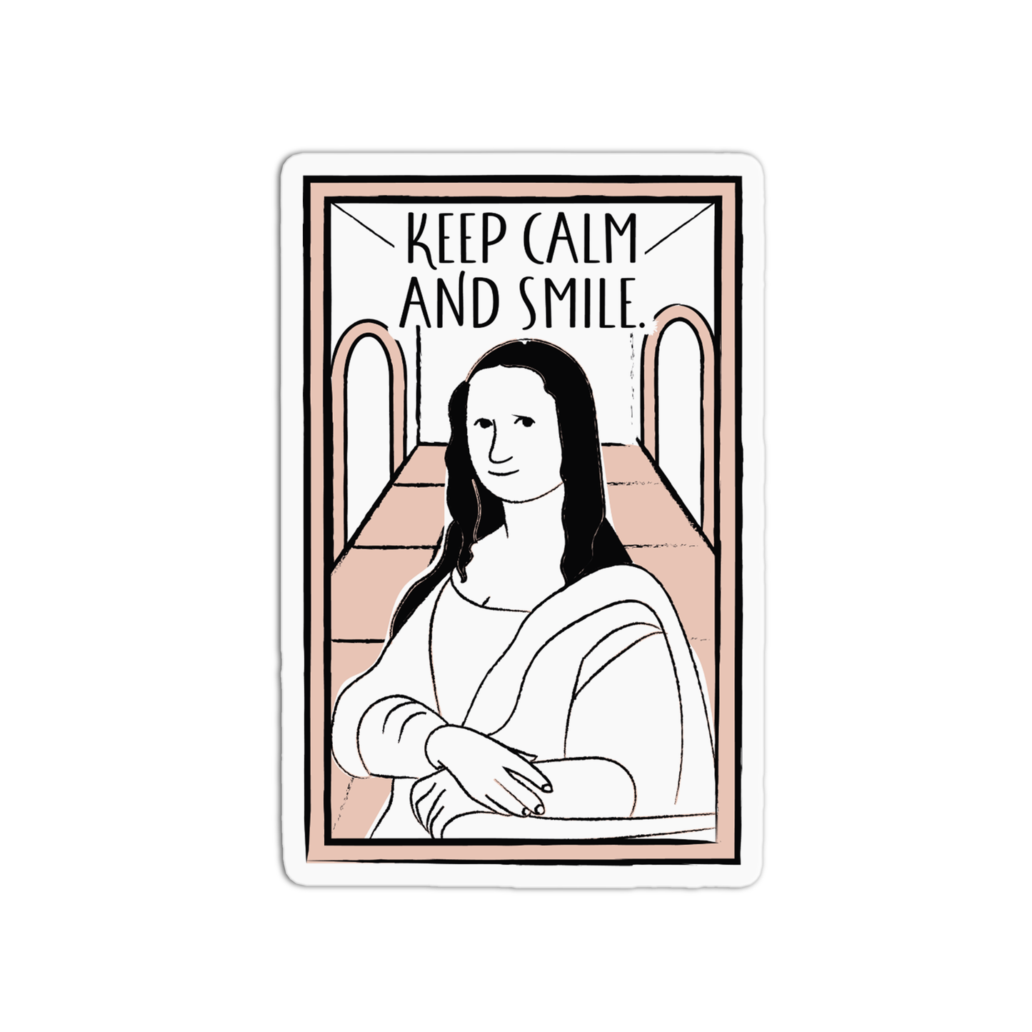 Keep Calm And Smile Line Art Sticker