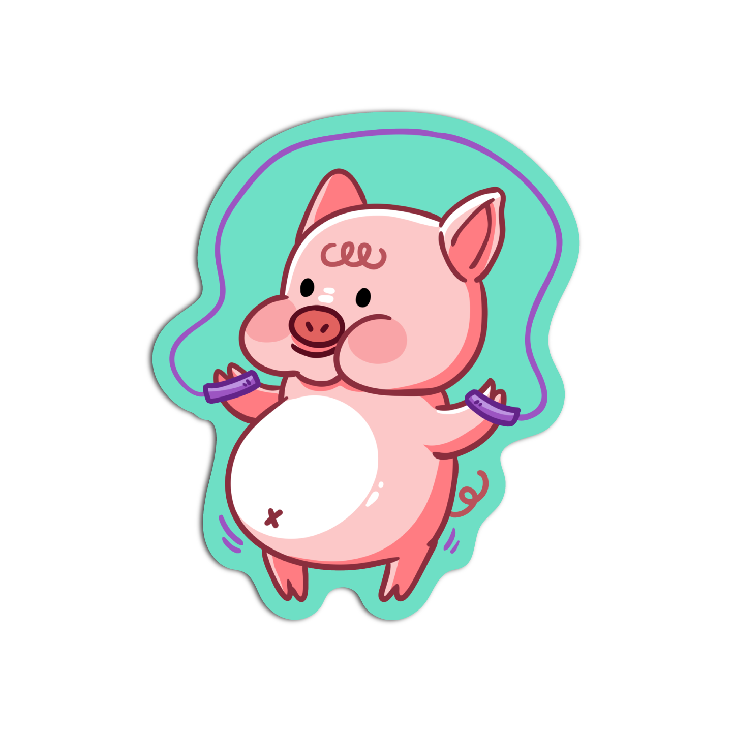 Cute Pig Jumping Rope Sticker