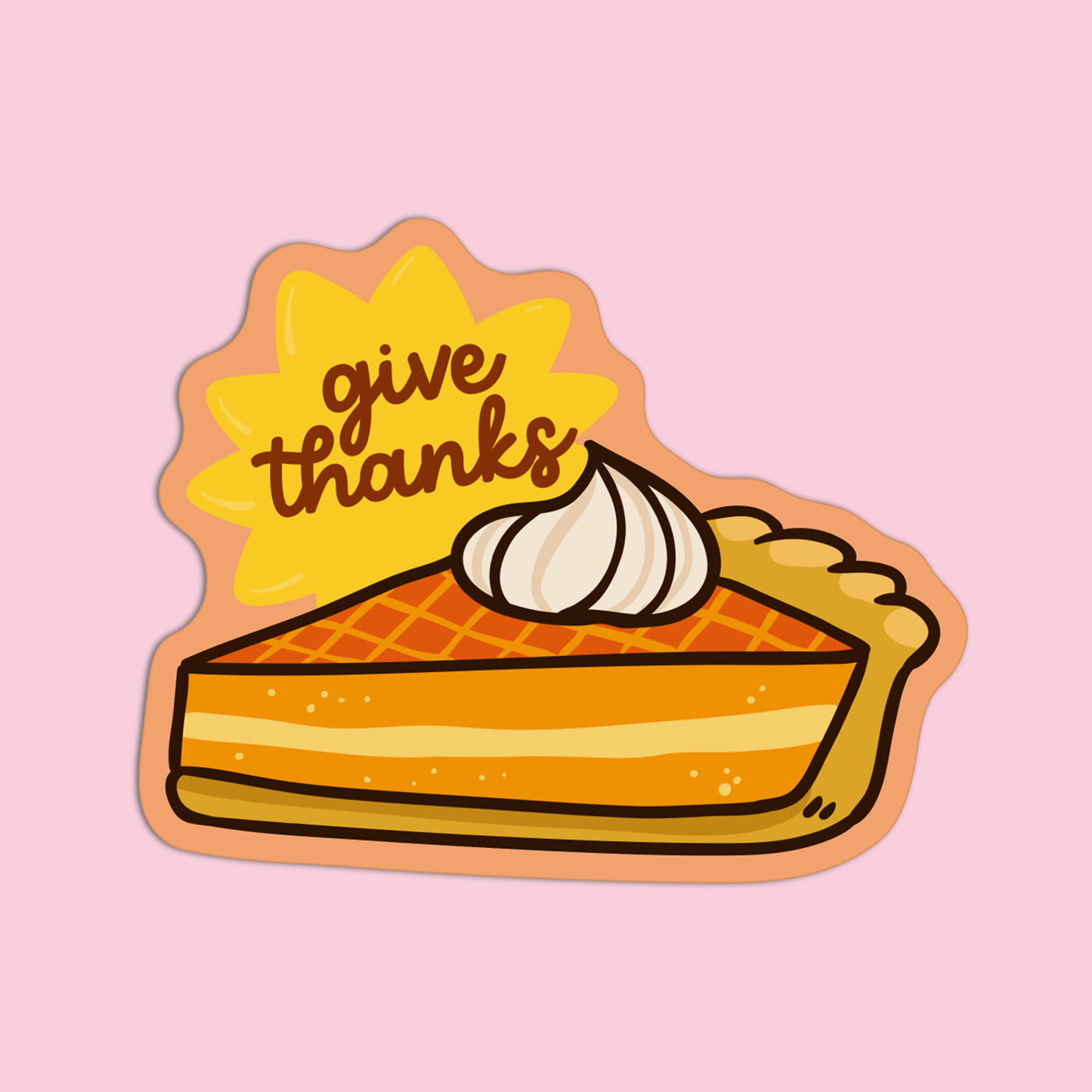 Give Thanks Pumpkin Pie Thanksgiving Sticker