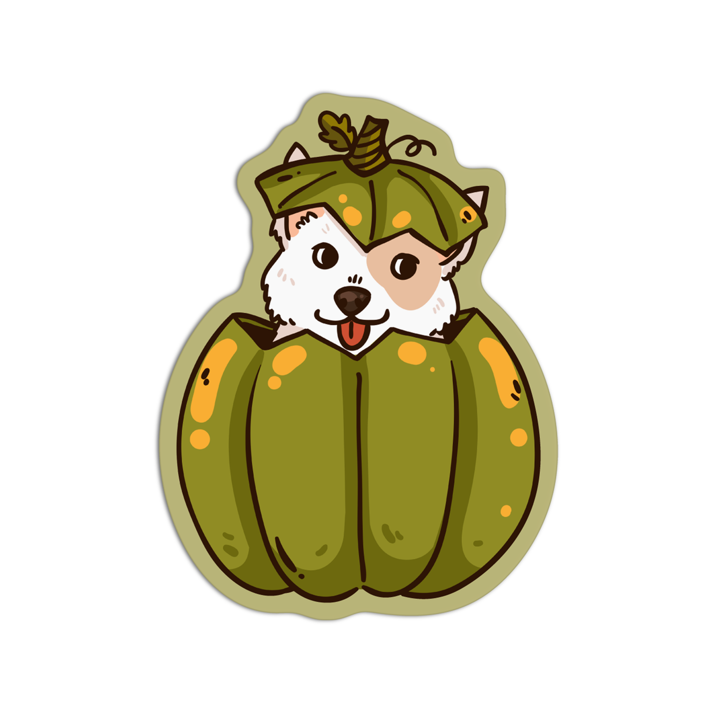 Dog inside a Pumpkin Thanksgiving Sticker