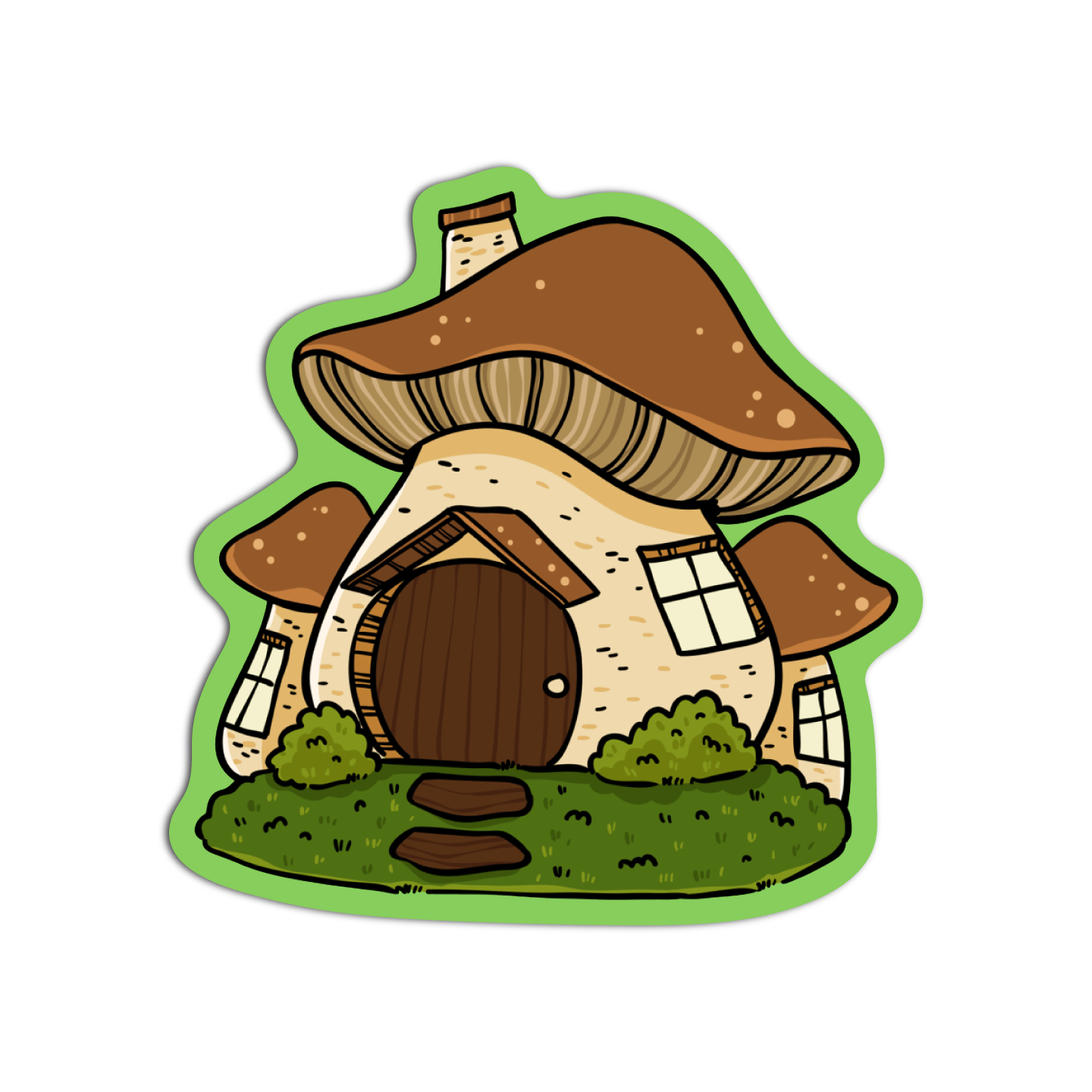 Brown Mushroom House Cute Fairy Core Sticker