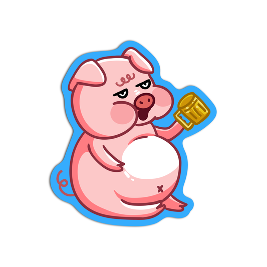 Cute Pig Drinking Sticker