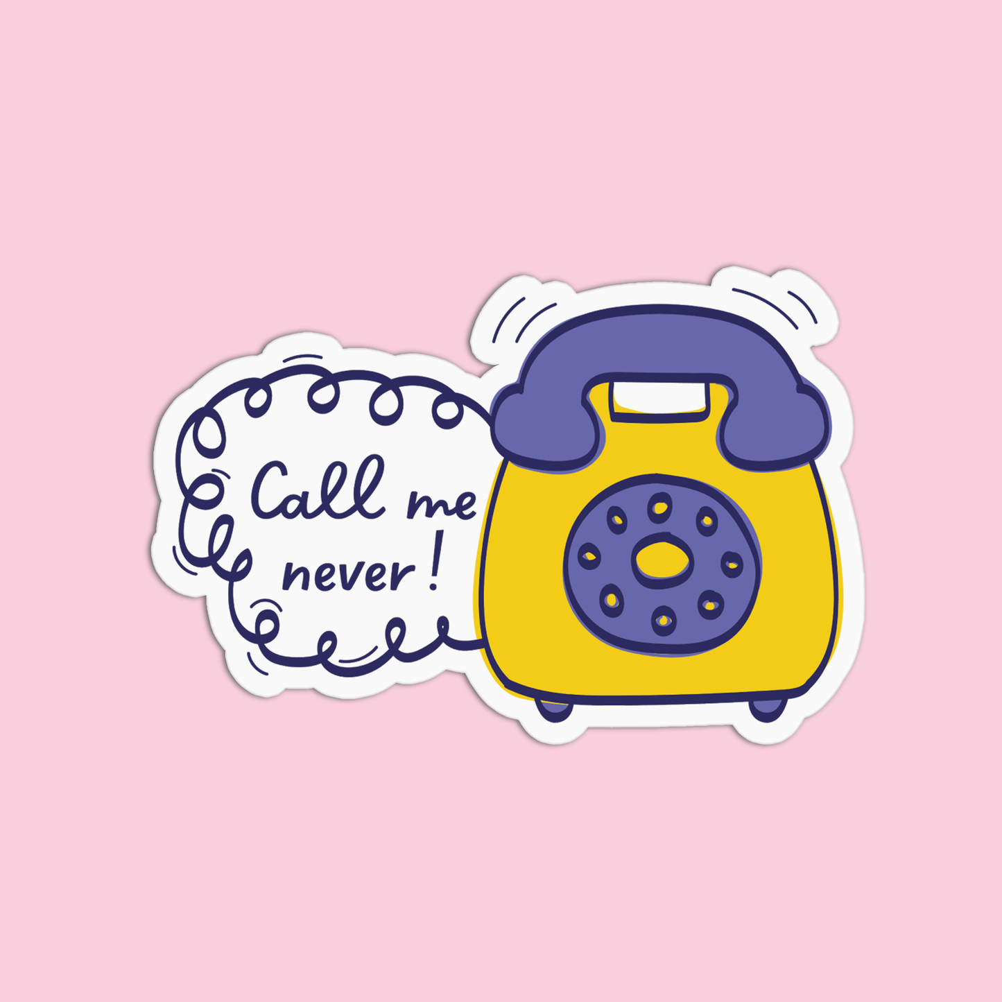 Call Me Never Line Art Sticker