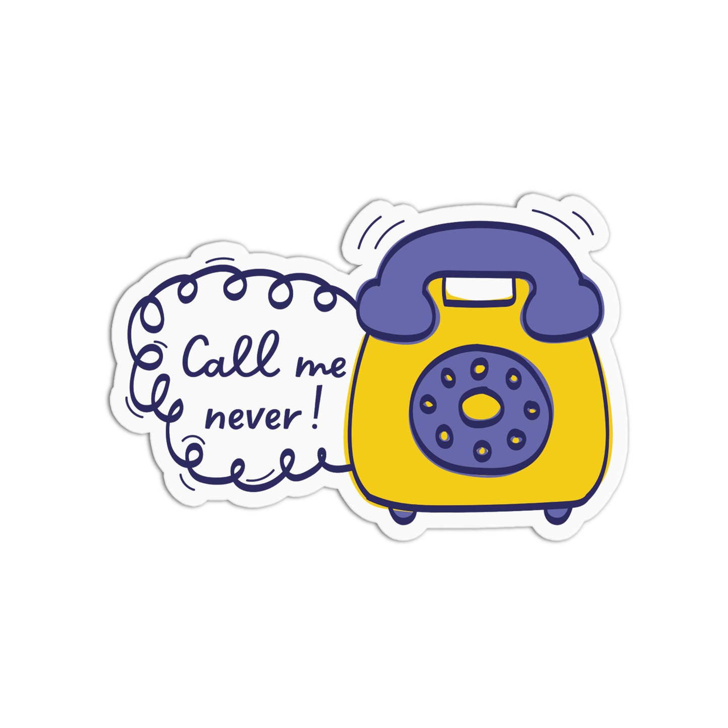 Call Me Never Line Art Sticker