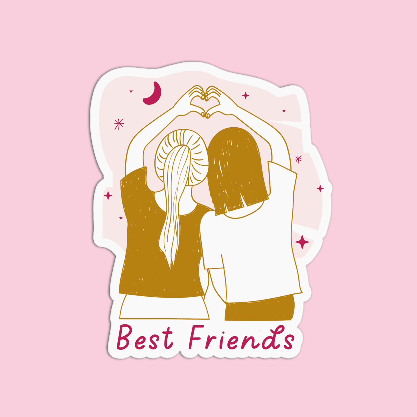 Best Friends Line Art Sticker