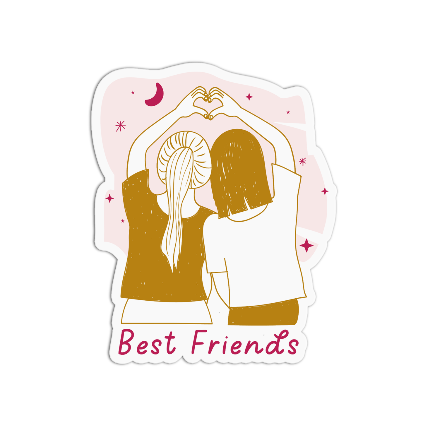 Best Friends Line Art Sticker