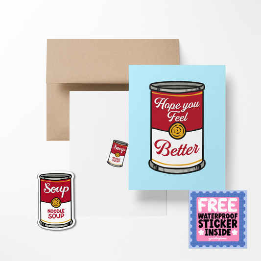 Hope You Feel Better Cute Foodies Greeting Card with Stickers