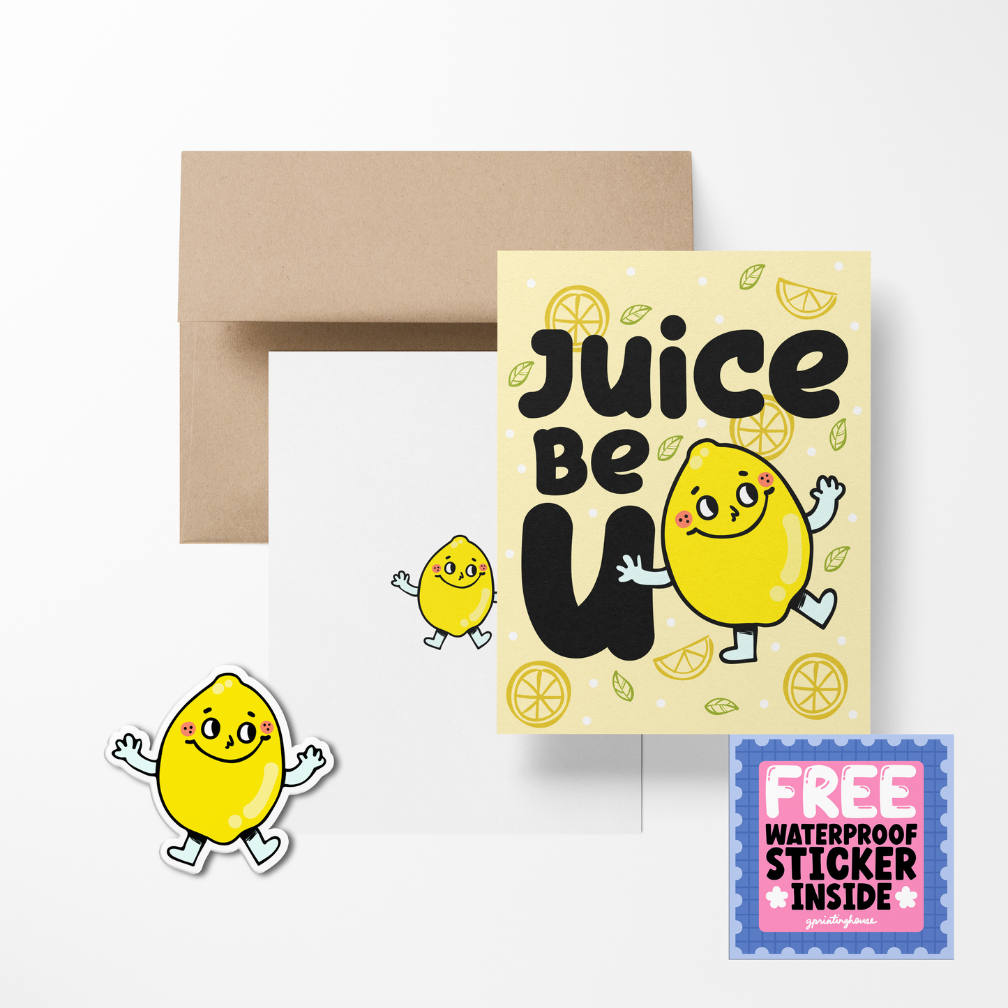 Juice Be U Cute Foodies Greeting Card with Stickers