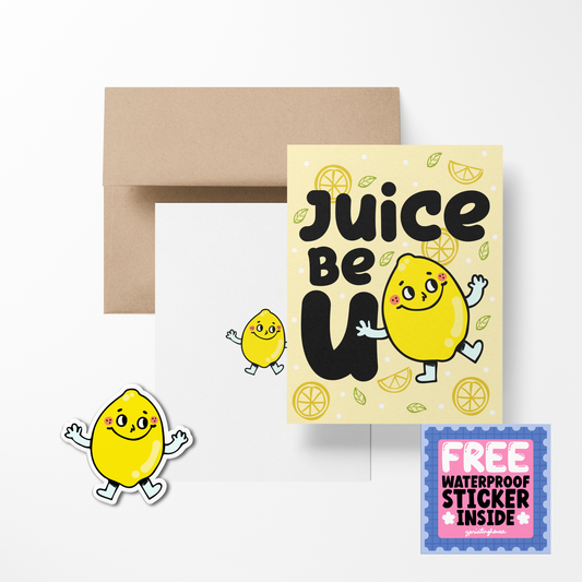 Juice Be U Cute Foodies Greeting Card with Stickers