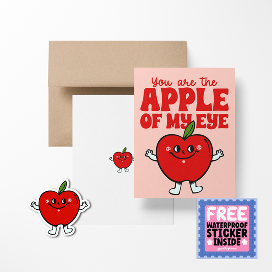 You Are The Apple of my Eye Cute Foodies Greeting Card with Stickers