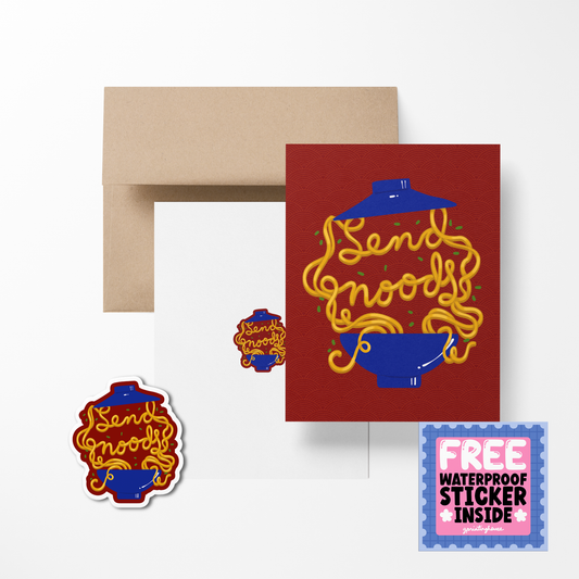 Send Noods Cute Foodies Greeting Card with Stickers