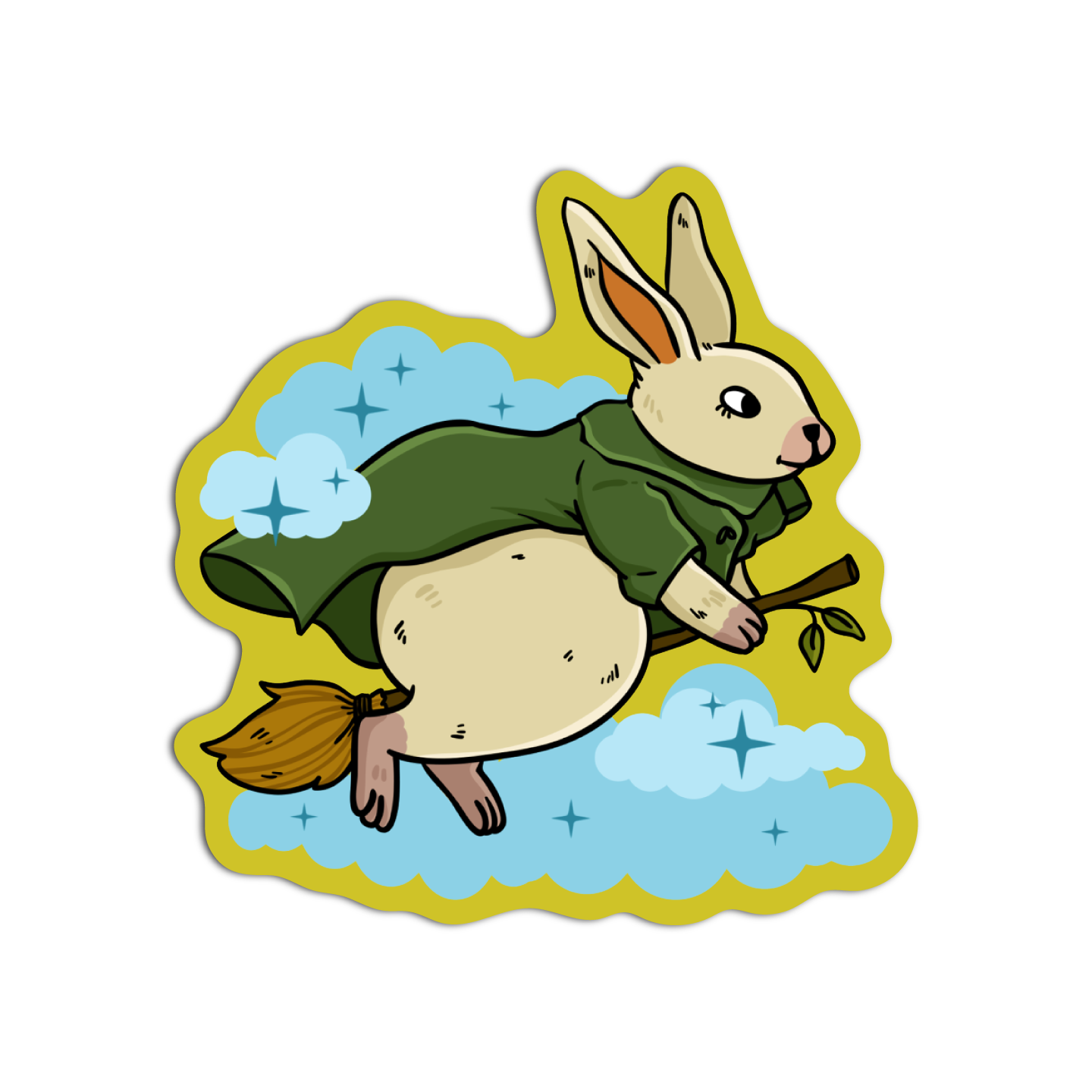 Flying White Rabbit Cute Fairy Core Sticker