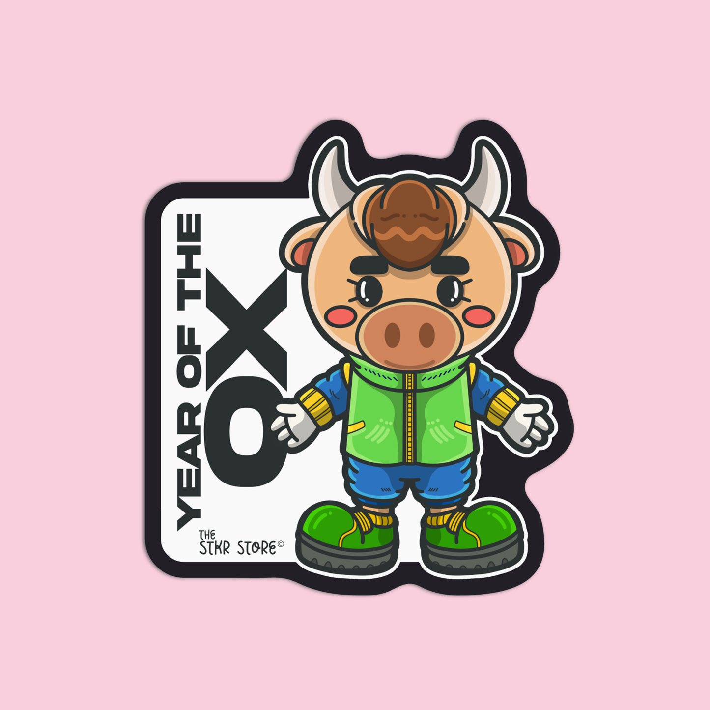 Year of the Ox Zodiac Cyber Punk Sticker