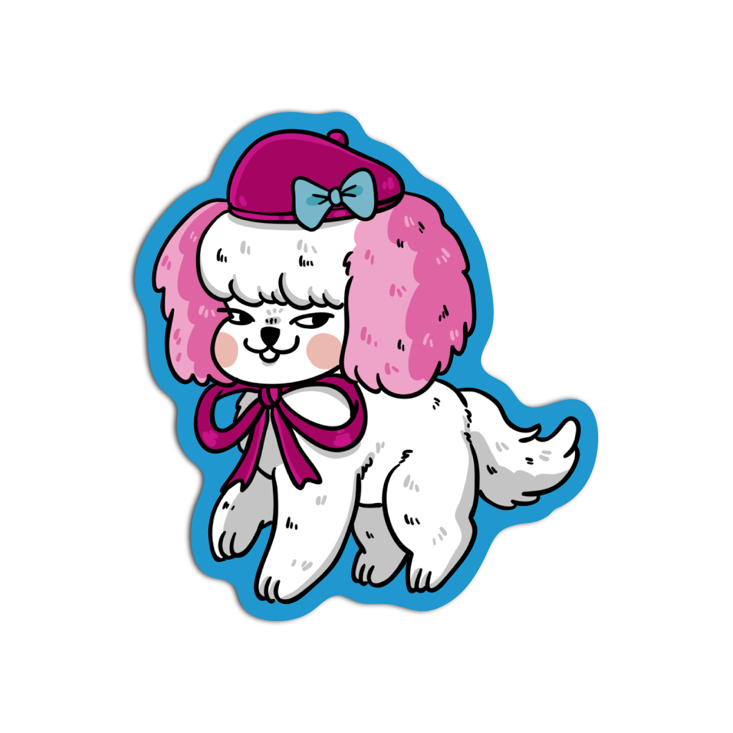 Poodle with purple ears Cute Fairy Core Sticker