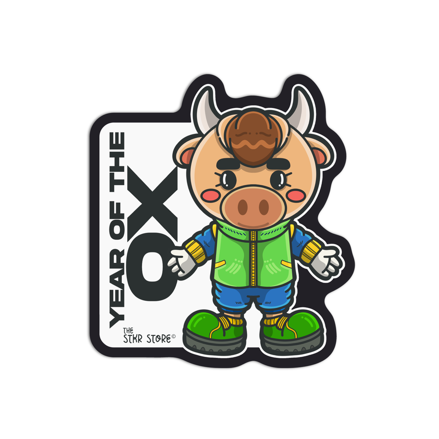 Year of the Ox Zodiac Cyber Punk Sticker