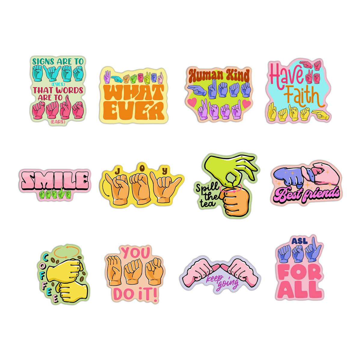 Asl Welcome Sticker American Sign Language (ASL) Sticker Pack – GirlsPrintingHouse