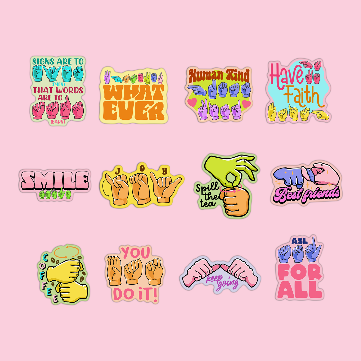 Asl Welcome Sticker American Sign Language (ASL) Sticker Pack – GirlsPrintingHouse