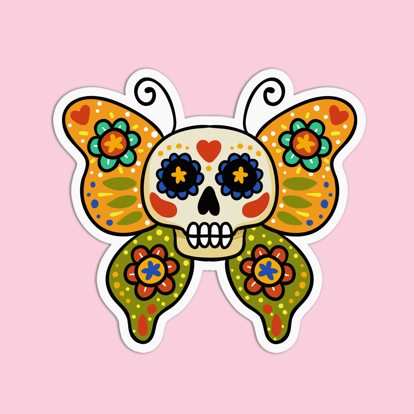 Butterfly Skull Day Of the Dead Halloween Sticker