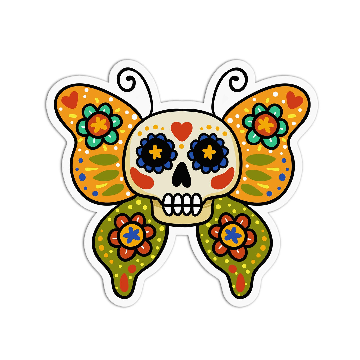 Butterfly Skull Day Of the Dead Halloween Sticker