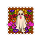 Ghost with Flowers Day Of the Dead Halloween Sticker