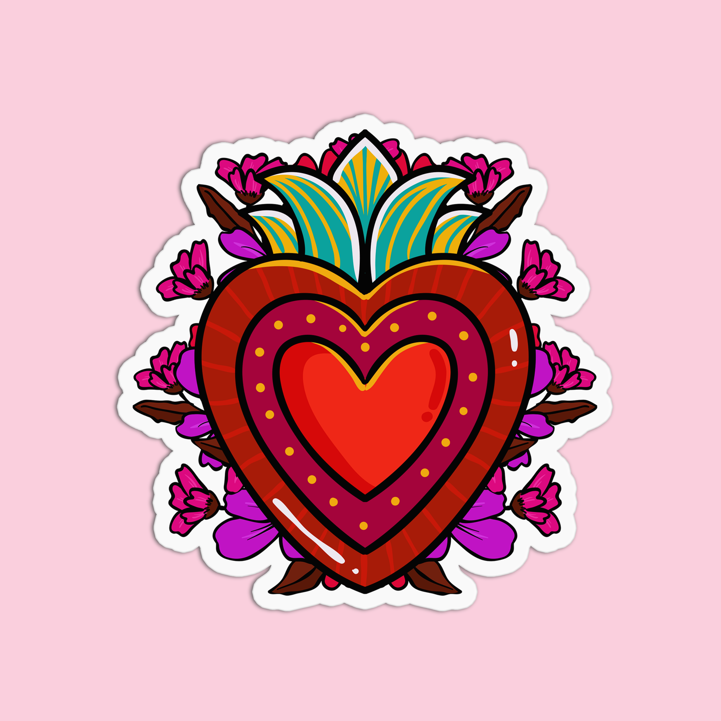 Heart Day Of the Dead Halloween Sticker