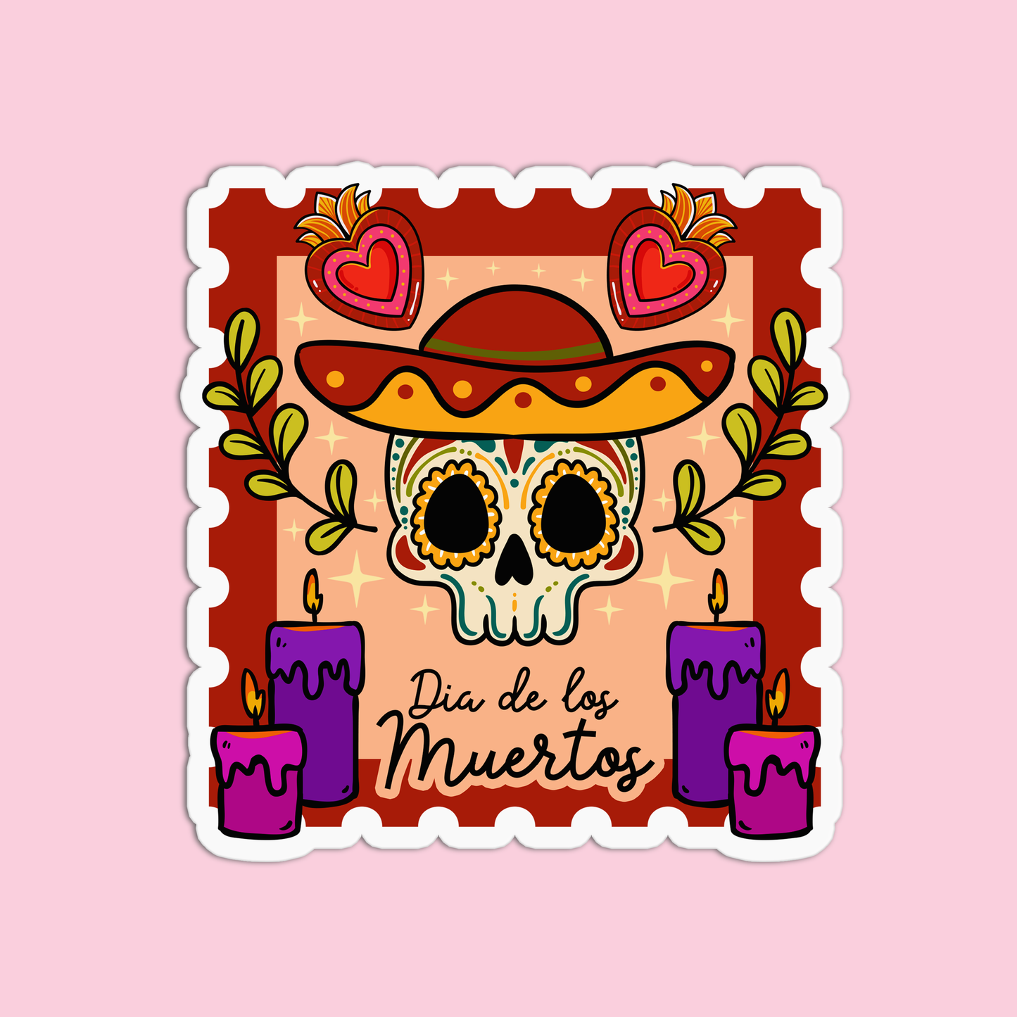 Mexican Skull Head Day Of the Dead Halloween Sticker